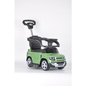 Landrover Defender Aufsitzauto grün mit Schiebestange Range Rover Elektro Kinderauto Elektro Kinderauto